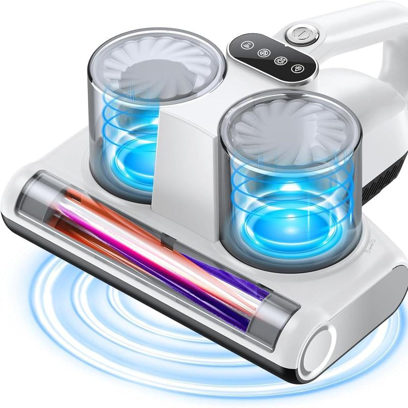 JPHYLL Mattress Mite Remover Vacuum Cleaner - 6 in 1 Lightweight Handheld with LED Display, 16Kpa Strong Suction, 380W Powerful Brushless Motor, UV-C Light, Suitable for Pet Hair and Carpets
