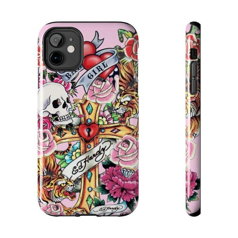 Trendy Pink Ed Hardy Inspired Tough Phone Cases, Accessories Top Trendy Phone Cases Phone Cover Hard Case Tough 2-Piece Phone Case Protection Rubber
