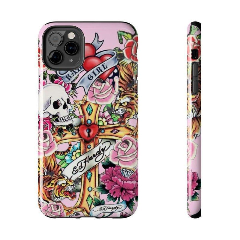 Trendy Pink Ed Hardy Inspired Tough Phone Cases, Accessories Top Trendy Phone Cases Phone Cover Hard Case Tough 2-Piece Phone Case Protection Rubber