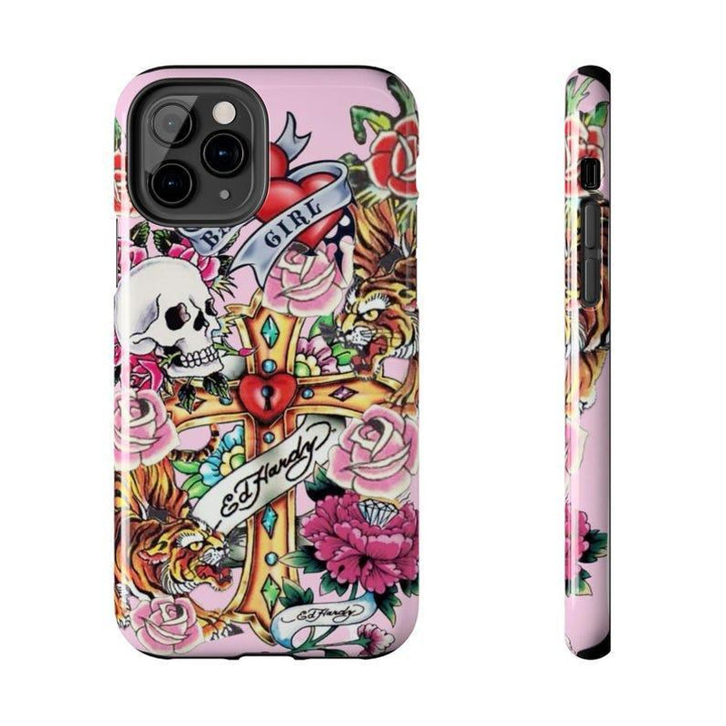 Trendy Pink Ed Hardy Inspired Tough Phone Cases, Accessories Top Trendy Phone Cases Phone Cover Hard Case Tough 2-Piece Phone Case Protection Rubber