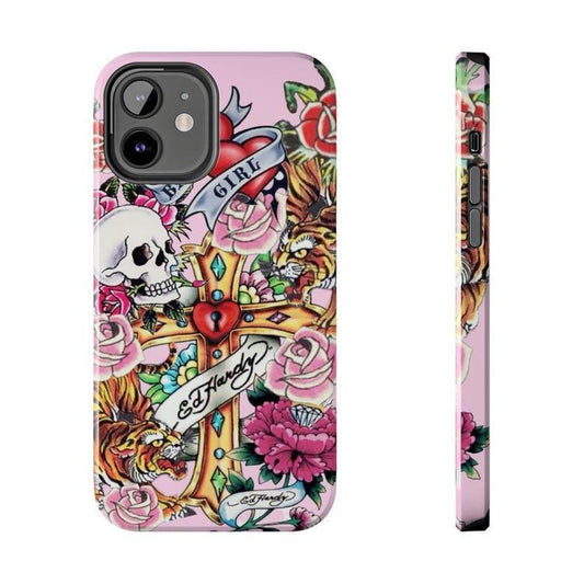 Trendy Pink Ed Hardy Inspired Tough Phone Cases, Accessories Top Trendy Phone Cases Phone Cover Hard Case Tough 2-Piece Phone Case Protection Rubber